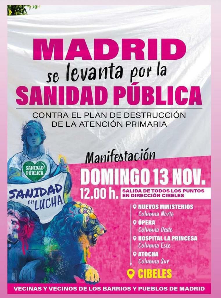 13 noviembre: Madrid por la sanidad pública