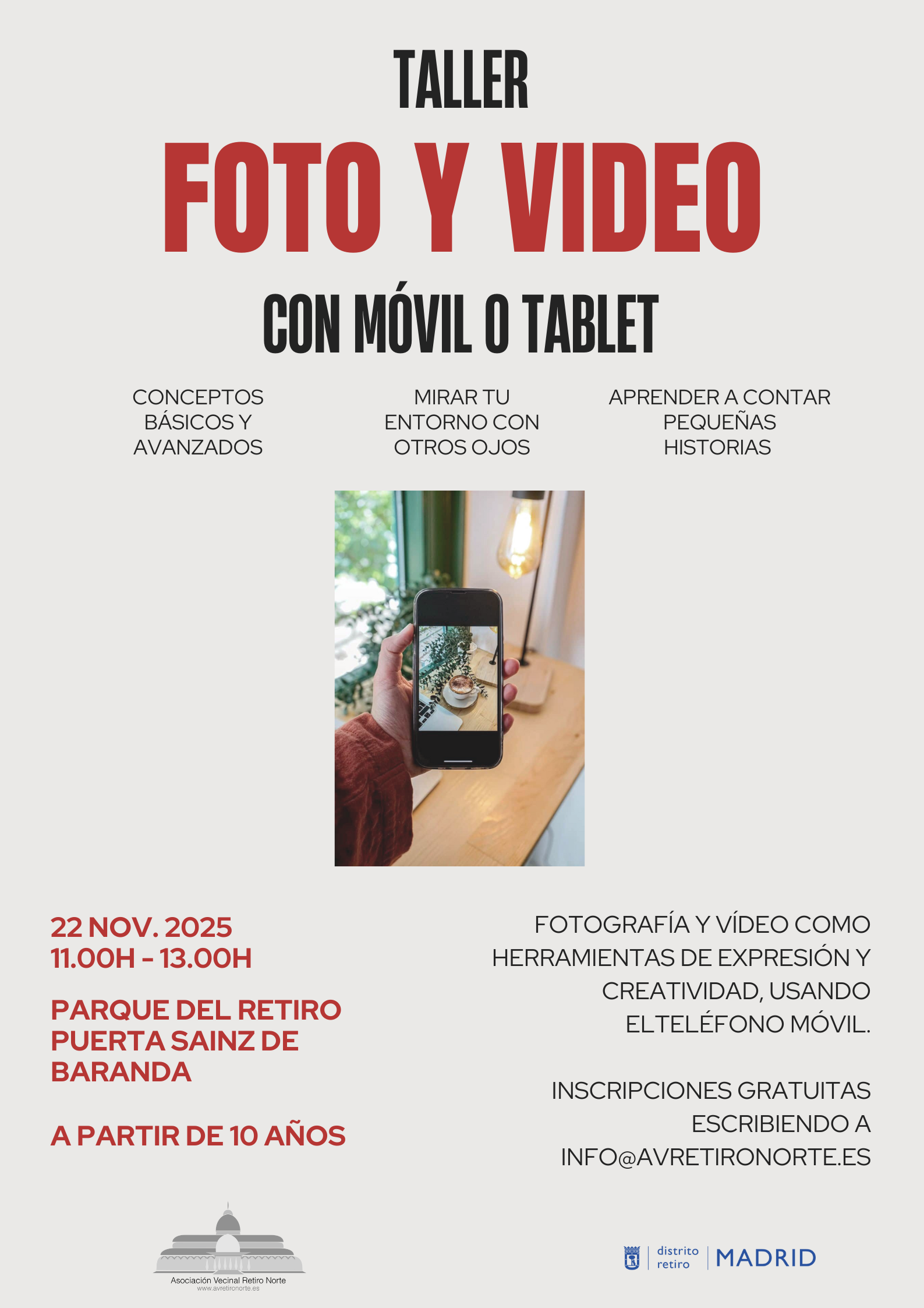 Taller vídeo y fotografía con móvil o tablet